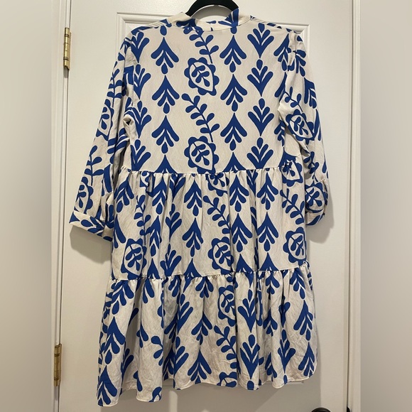 Zara Blue and White Print Dress size small - Picture 2 of 7